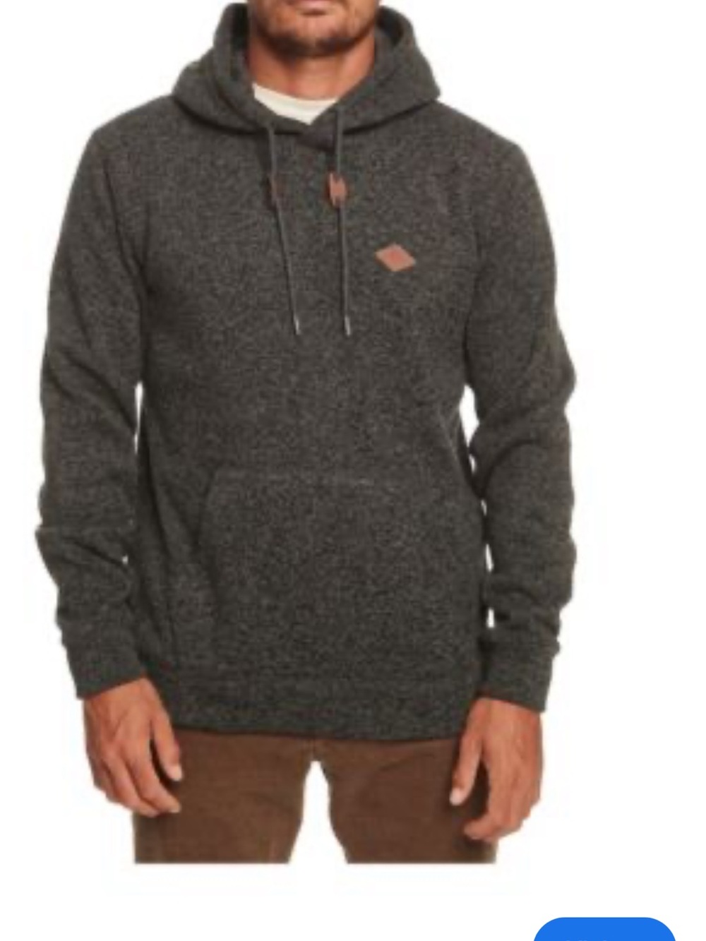 Quiksilver Keller Fleece Dark Gray Hoodie Sweatshirt, size large